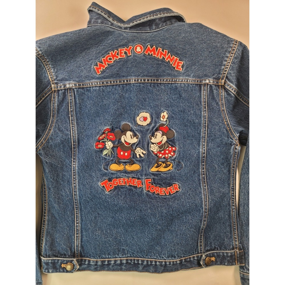Vintage Disney Store Mickey Minnie Denim Jacket Small Embroidered - Picture 6 of 10